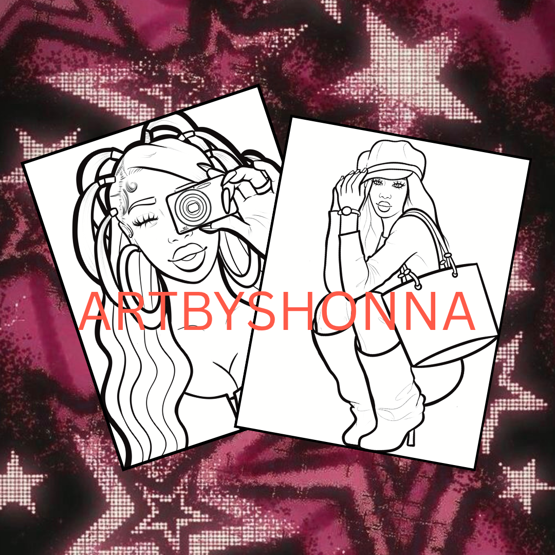 Soft Melaniny Vol. 4 Color Me y2k – Instant Digital Download Digital Coloring Book Art x SJK