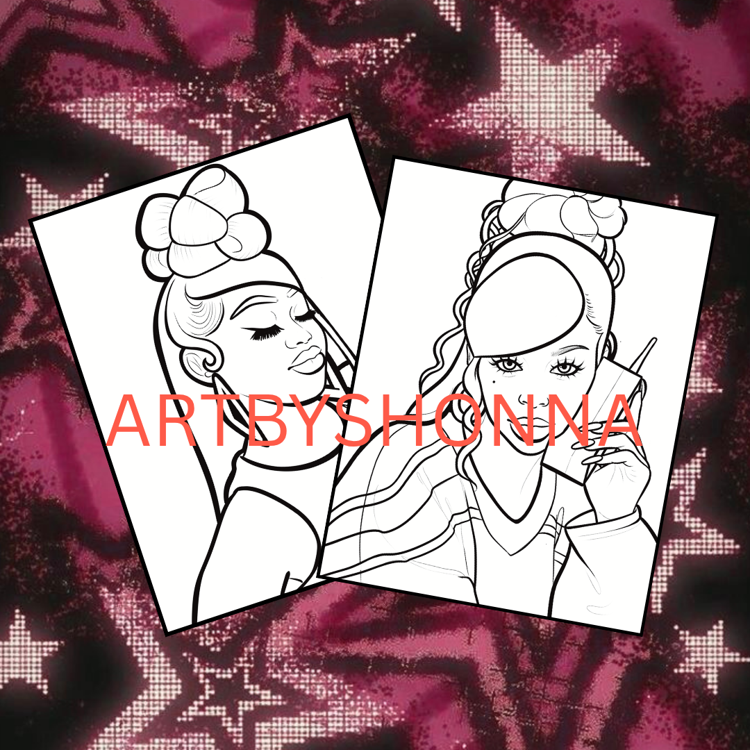Soft Melaniny Vol. 4 Color Me y2k – Instant Digital Download Digital Coloring Book Art x SJK