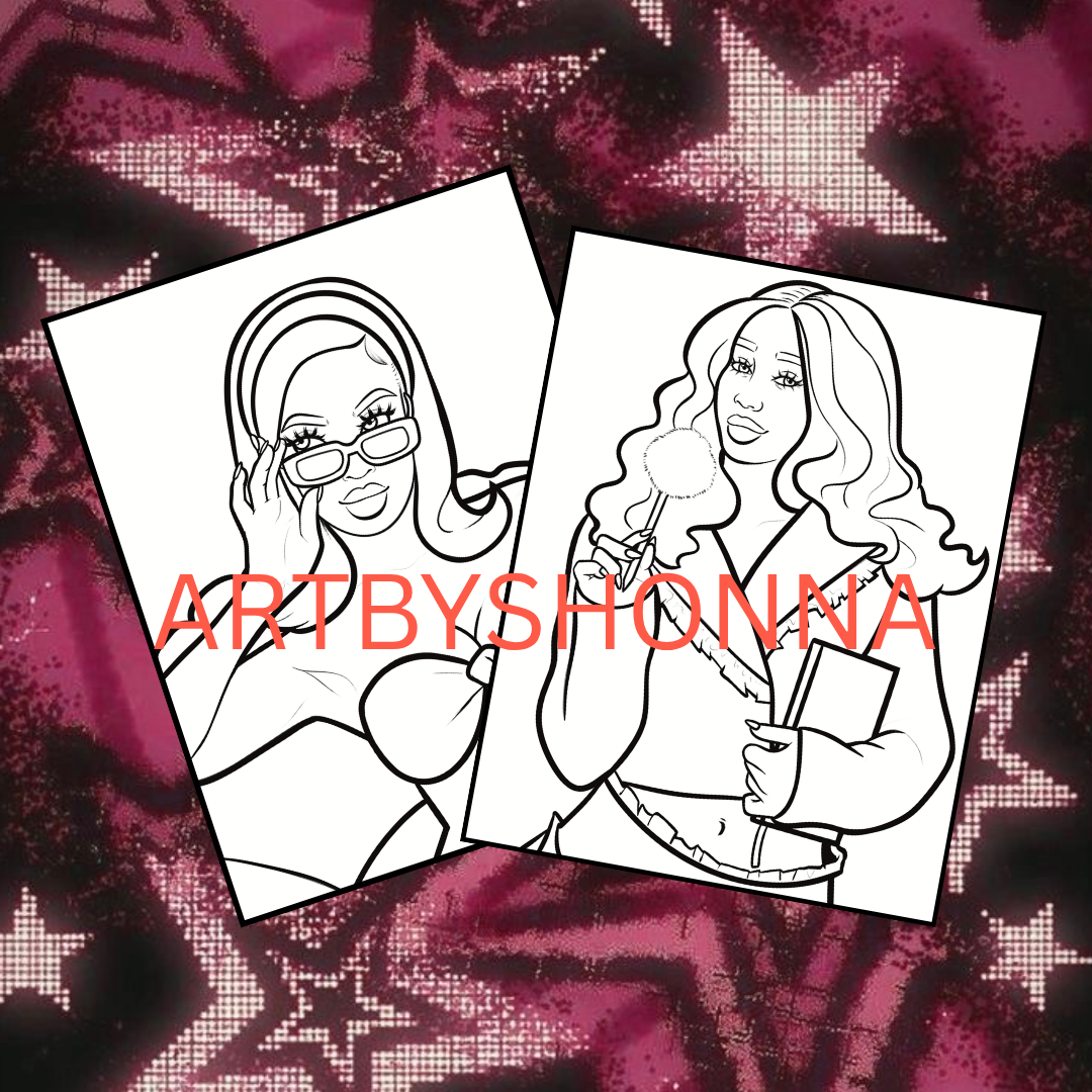 Soft Melaniny Vol. 4 Color Me y2k – Instant Digital Download Digital Coloring Book Art x SJK