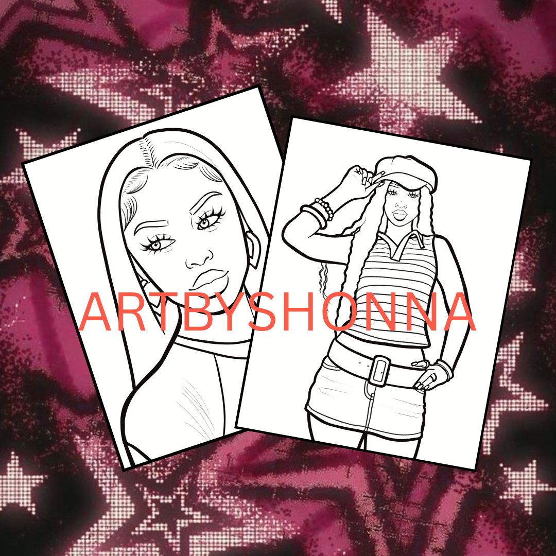 Soft Melaniny Vol. 4 Color Me y2k – Instant Digital Download Digital Coloring Book Art x SJK